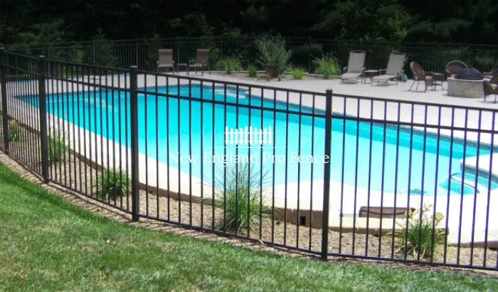 Code-compliant aluminum pool fencing designed to meet Massachusetts safety requirements. Self-closing, self-latching gates with no climbable horizontal rails. The safest and most attractive option for pool enclosures.