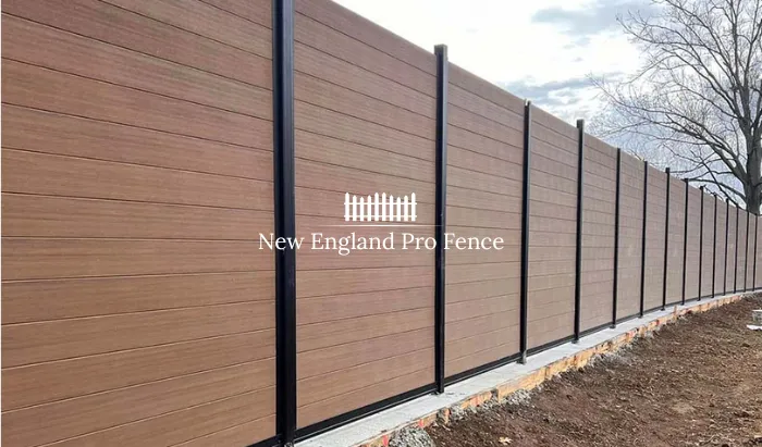 Maximum privacy with 8-foot tall privacy fencing for properties near busy roads, commercial neighbors, or where extra screening is needed. Available in vinyl and wood. Note: 8-foot fences may require a permit in some Massachusetts cities.