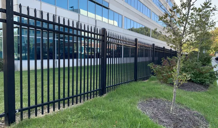 Elegant ornamental commercial aluminum fencing for office buildings, retail properties, apartment complexes, and HOA communities. Rust-proof, low-maintenance, and available in multiple heights and styles. Provides a professional appearance with lasting durability.