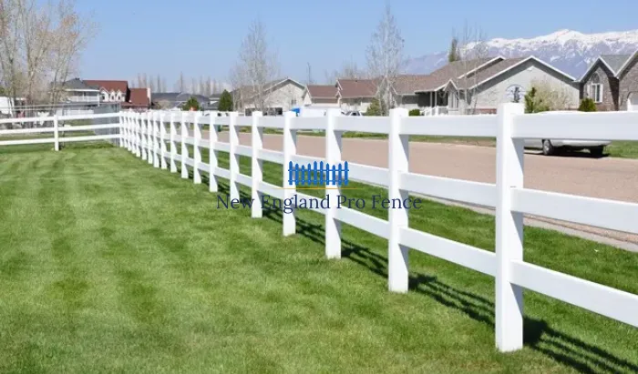 Open-style vinyl rail fencing for large properties, farms, and decorative boundaries. Available in 2-rail, 3-rail, and 4-rail configurations. Zero maintenance.