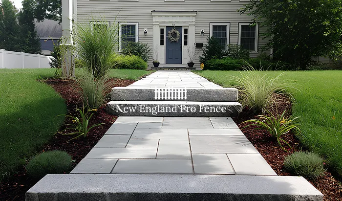 The hardest and most durable natural stone available. Cut granite pavers create a formal, upscale entrance that makes a bold statement. Ideal for high-traffic areas and properties where maximum longevity is the priority. Granite handles New England freeze-thaw cycles exceptionally well and is virtually impervious to staining and weathering.
